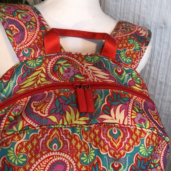 VERA BRADLEY Iconic Campus Floating Garden SZ XL triple zip canvas tropical - Picture 2 of 16